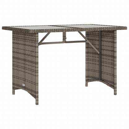 Tavolo da Giardino Piano in Vetro Grigio 110x68x70cm Polyrattan - homemem39