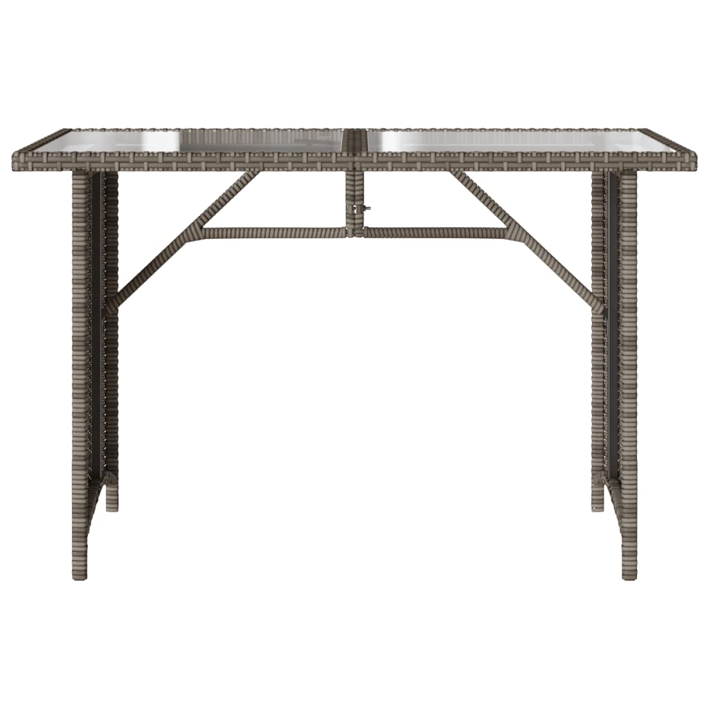 Tavolo da Giardino Piano in Vetro Grigio 110x68x70cm Polyrattan - homemem39