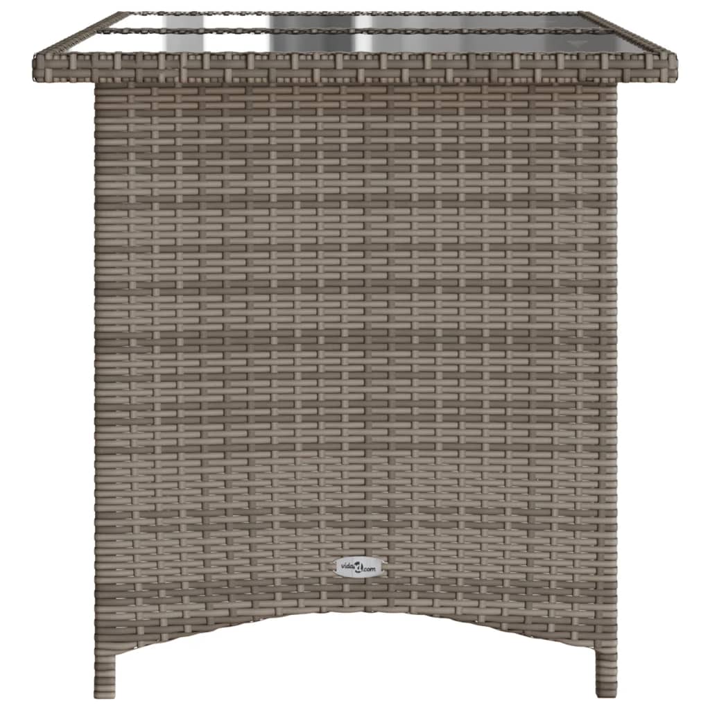 Tavolo da Giardino Piano in Vetro Grigio 110x68x70cm Polyrattan - homemem39