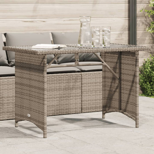 Tavolo da Giardino Piano in Vetro Grigio 110x68x70cm Polyrattan - homemem39