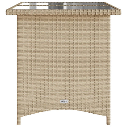 Tavolo da Giardino Piano in Vetro Beige 110x68x70 cm Polyrattan - homemem39