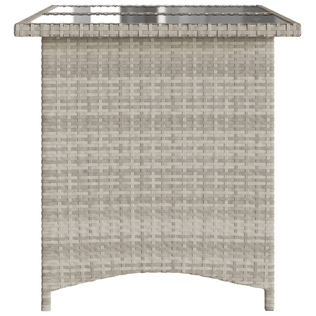 Tavolo Giardino Piano Vetro Grigio Chiaro 110x68x70 Polyrattan - homemem39