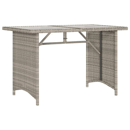 Tavolo Giardino Piano Vetro Grigio Chiaro 110x68x70 Polyrattan - homemem39