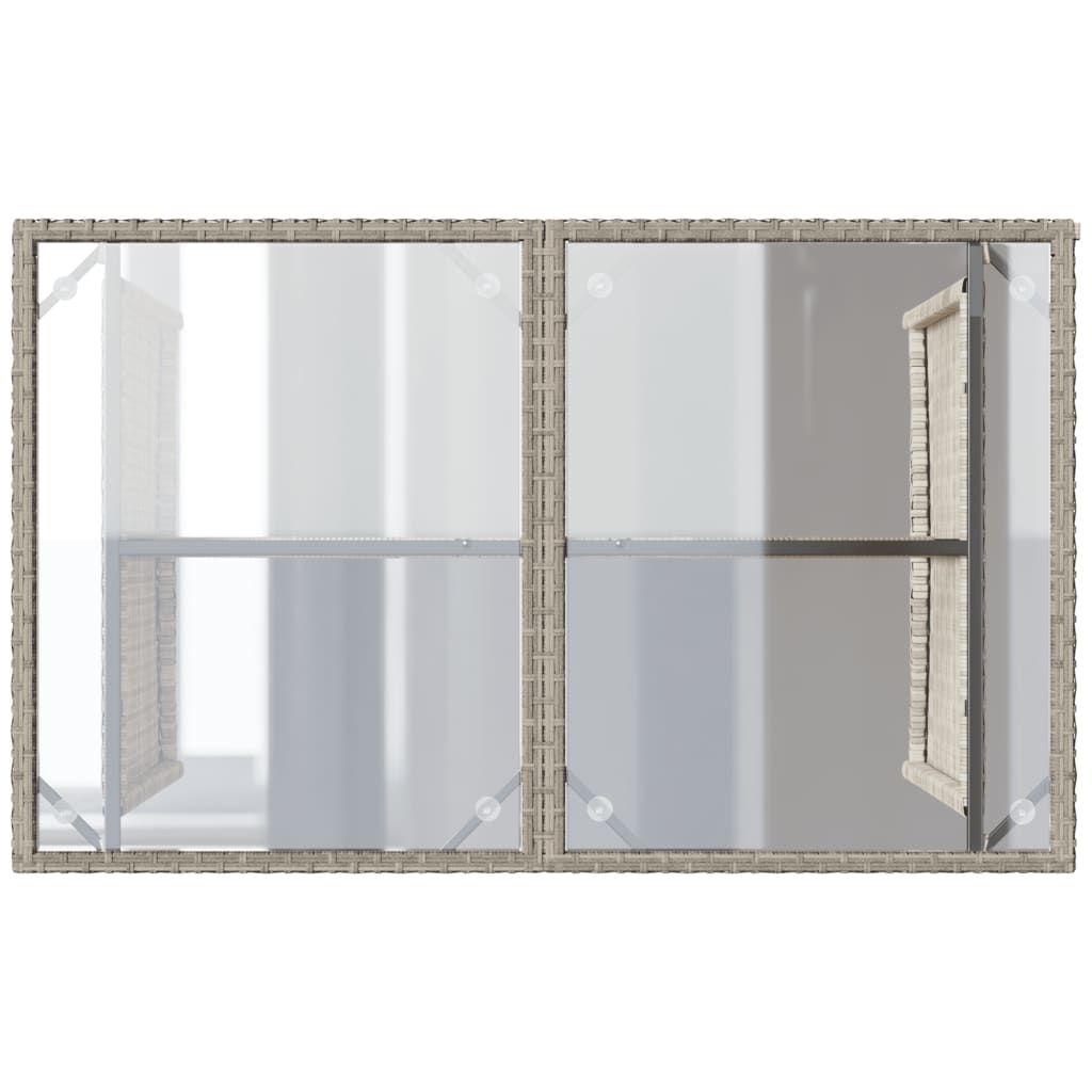 Tavolo Giardino Piano Vetro Grigio Chiaro 110x68x70 Polyrattan - homemem39