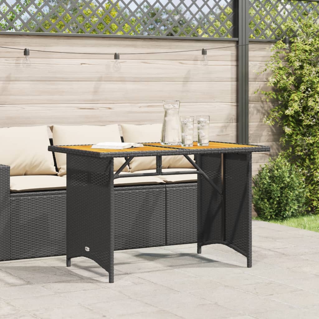 Tavolo da Giardino Piano in Legno Nero 110x68x70 cm Polyrattan - homemem39