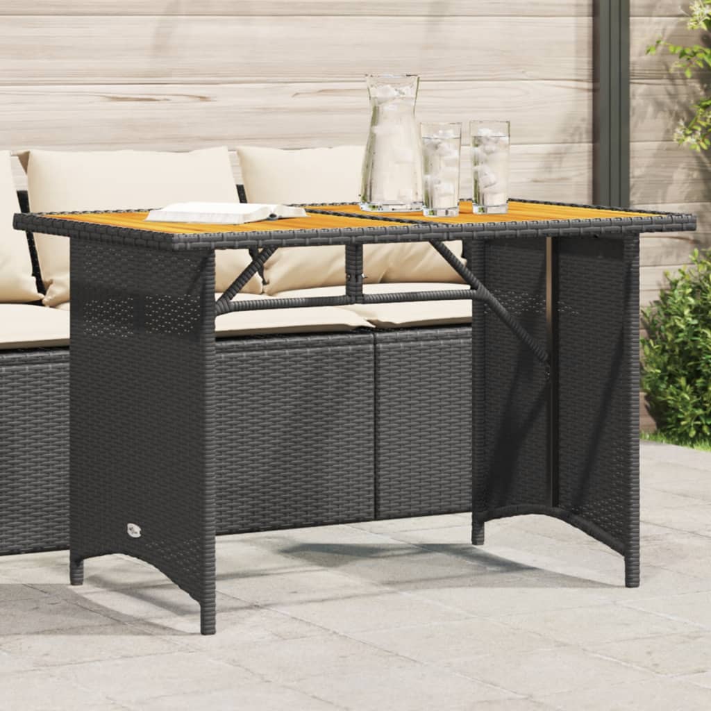 Tavolo da Giardino Piano in Legno Nero 110x68x70 cm Polyrattan - homemem39