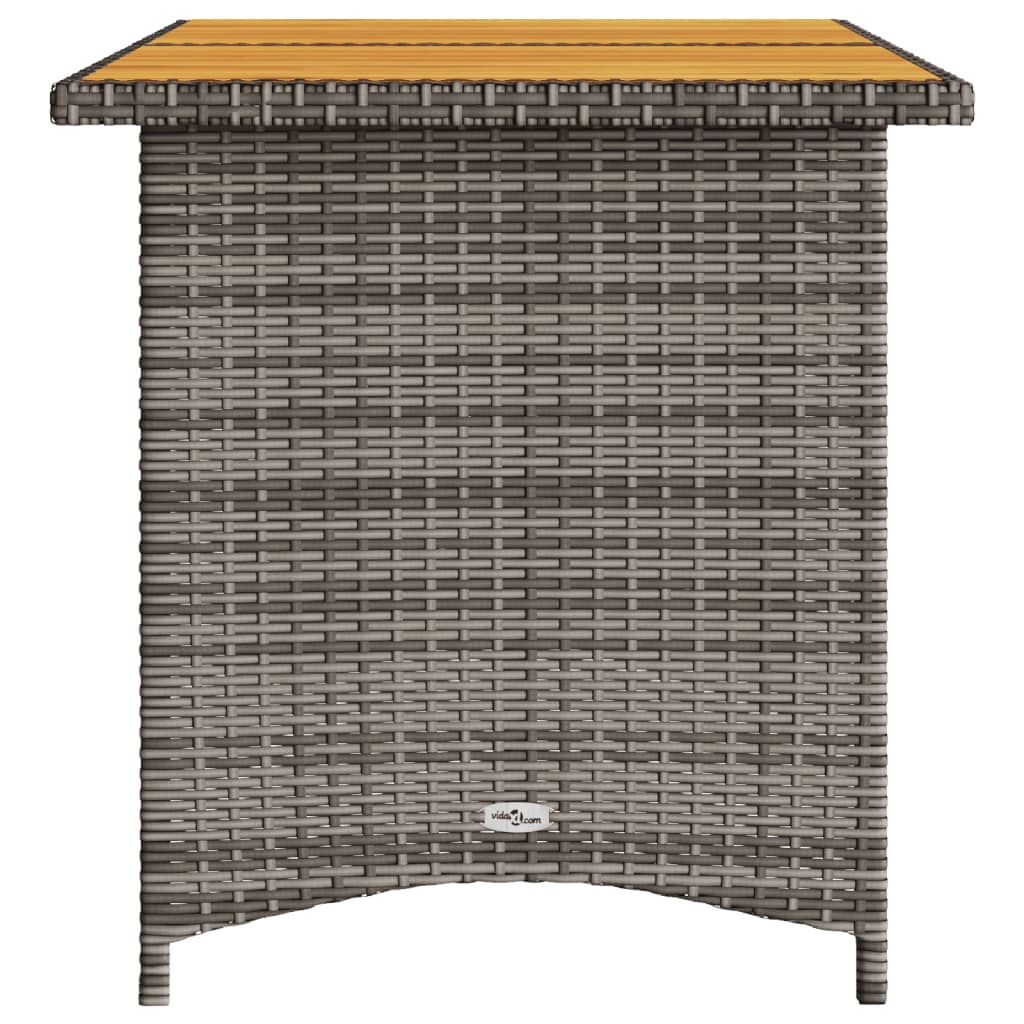 Tavolo da Giardino Piano in Legno Grigio 110x68x70cm Polyrattan