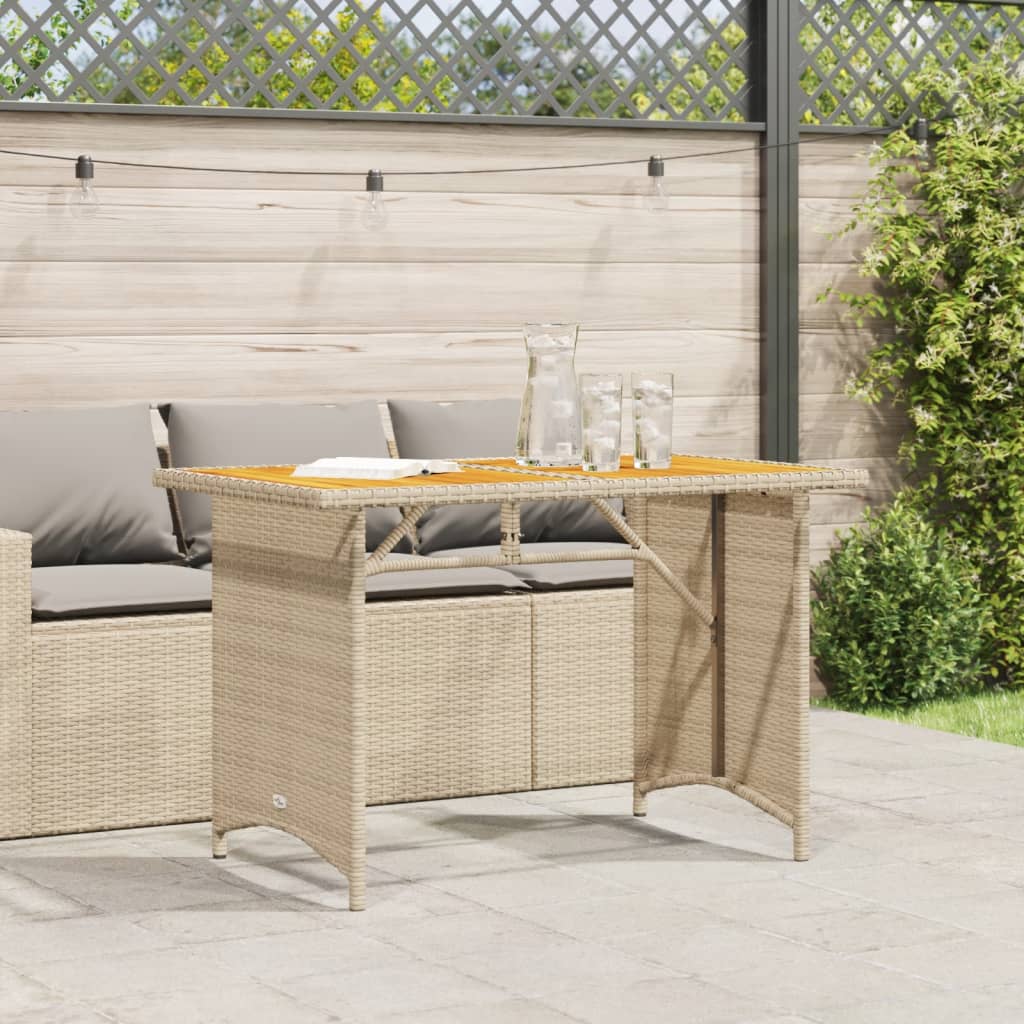 Tavolo da Giardino Piano in Legno Beige 110x68x70 cm Polyrattan - homemem39