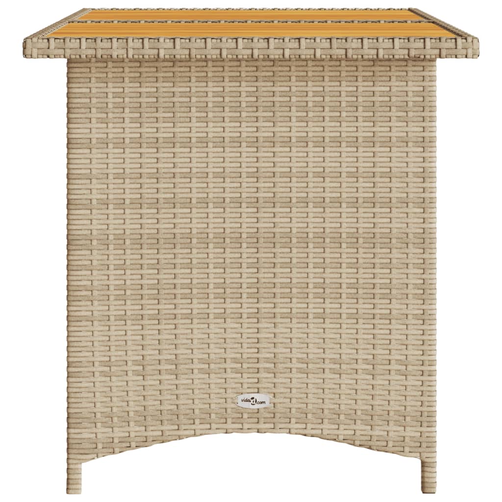 Tavolo da Giardino Piano in Legno Beige 110x68x70 cm Polyrattan