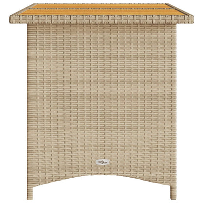 Tavolo da Giardino Piano in Legno Beige 110x68x70 cm Polyrattan