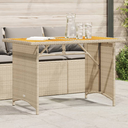 Tavolo da Giardino Piano in Legno Beige 110x68x70 cm Polyrattan - homemem39