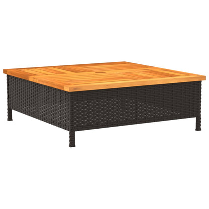 Copertura Base Ombrellone Nera 70x70x25 cm Polyrattan e Acacia - homemem39