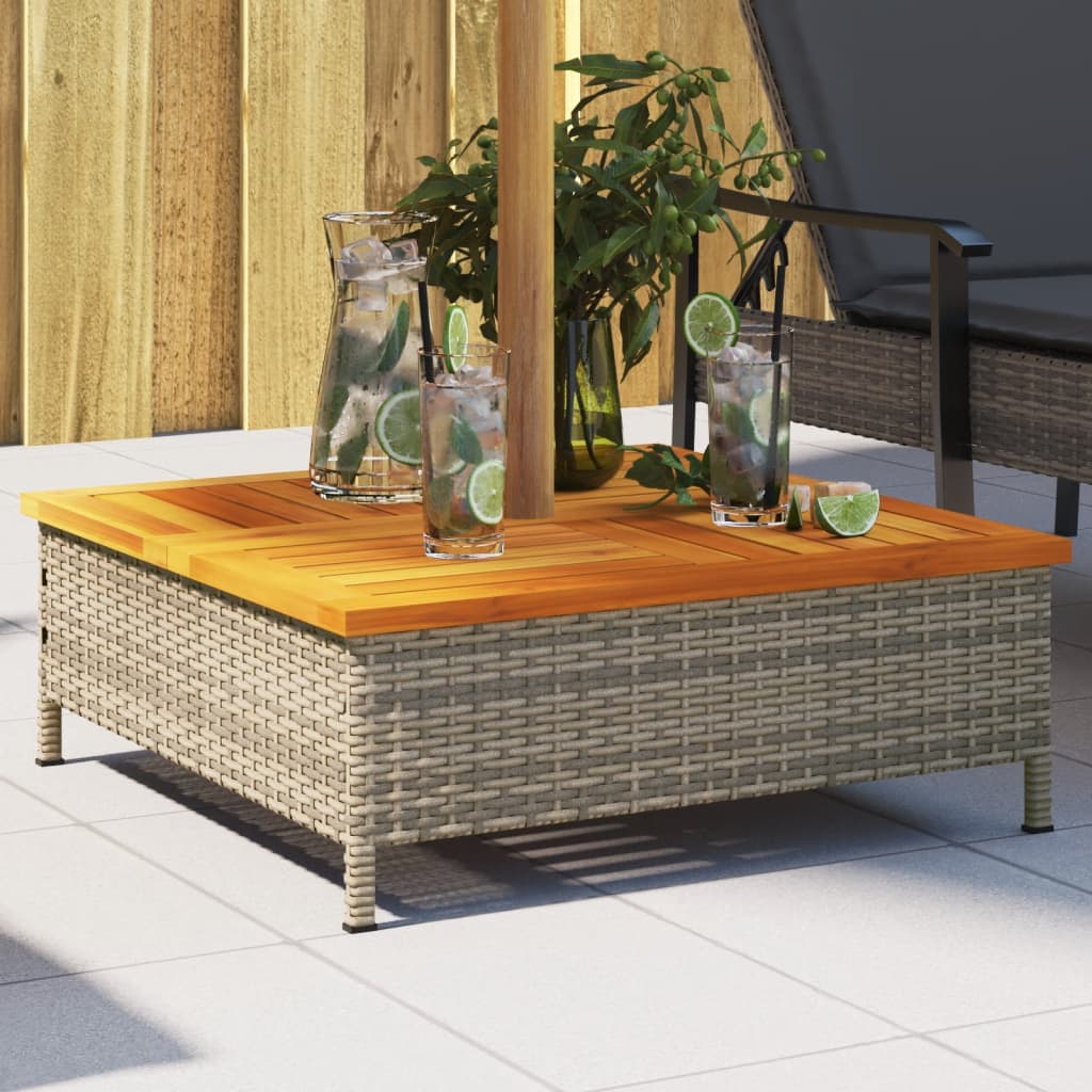 Copertura Base Ombrellone Grigia 70x70x25cm Polyrattan e Acacia - homemem39