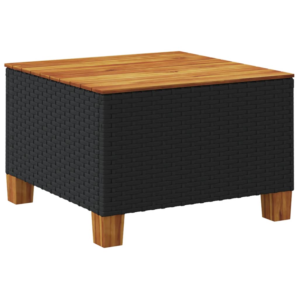 Tavolo da Giardino Nero 55x55x36cm in Polyrattan e Legno Acacia - homemem39