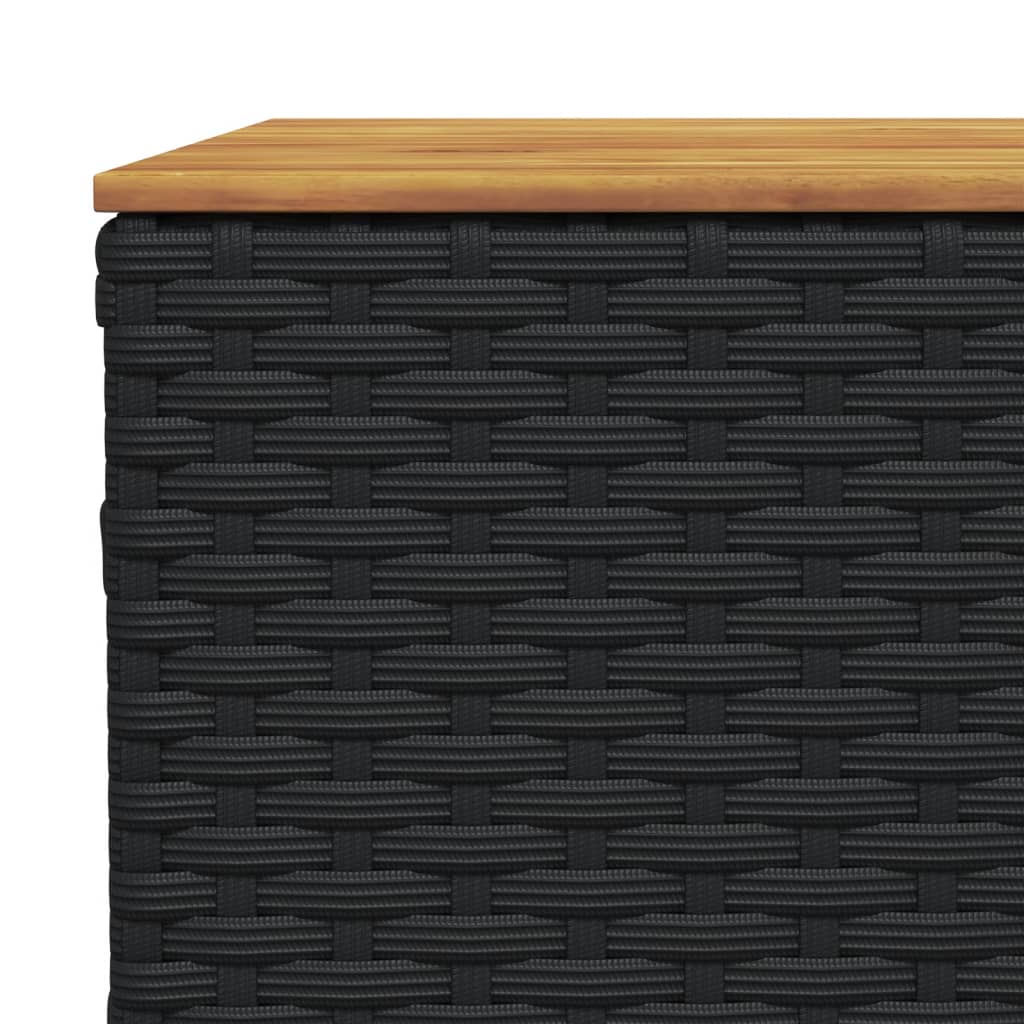 Tavolo da Giardino Nero 55x55x36cm in Polyrattan e Legno Acacia - homemem39