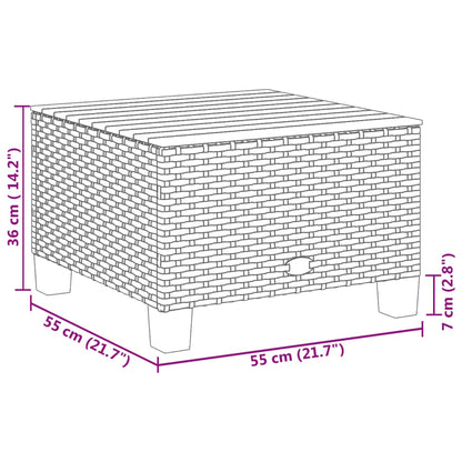 Tavolo da Giardino Nero 55x55x36cm in Polyrattan e Legno Acacia - homemem39