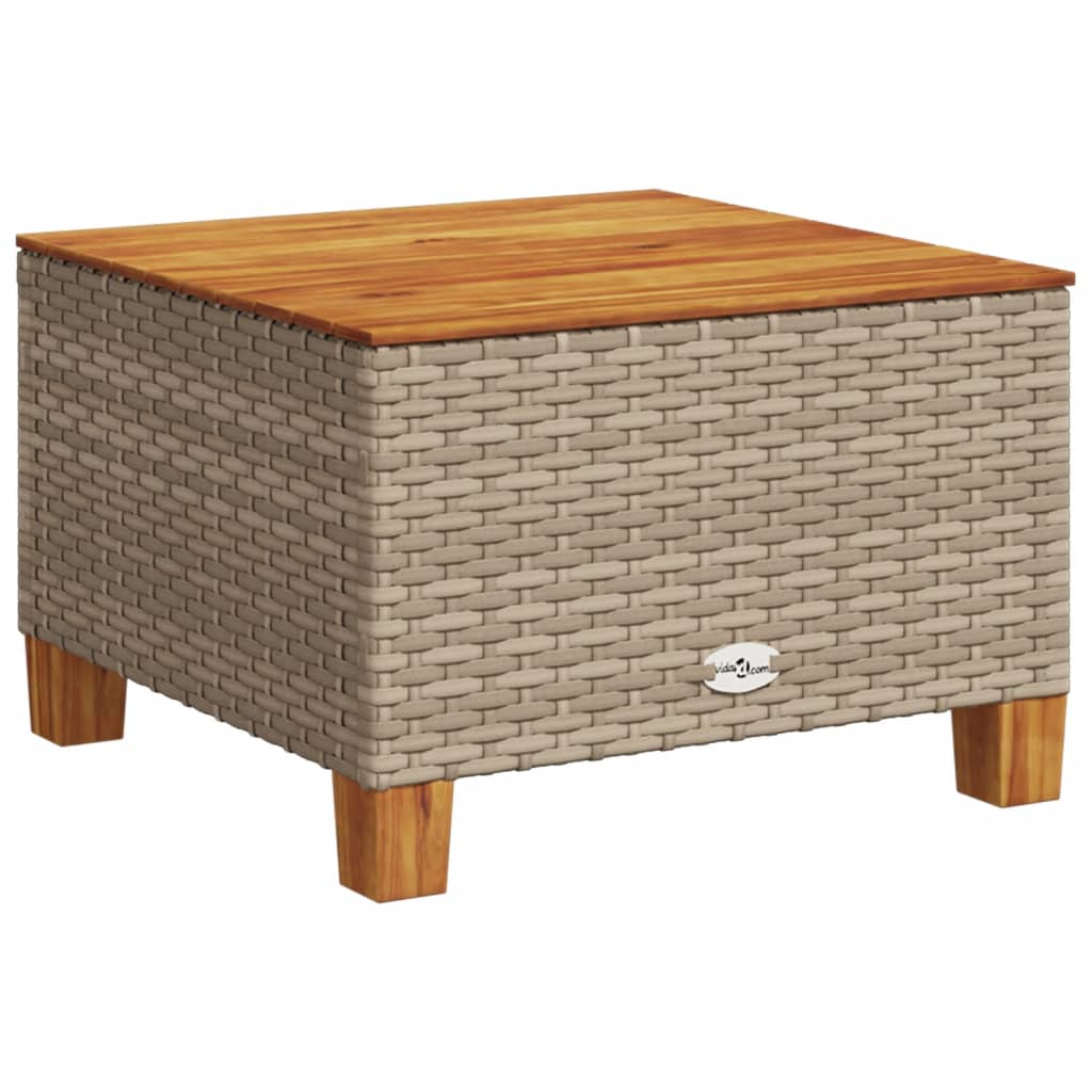 Tavolo da Giardino Beige 55x55x36 cm Polyrattan e Legno Acacia - homemem39