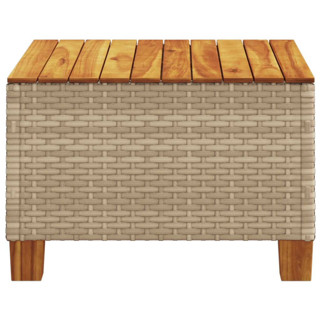 Tavolo da Giardino Beige 55x55x36 cm Polyrattan e Legno Acacia - homemem39