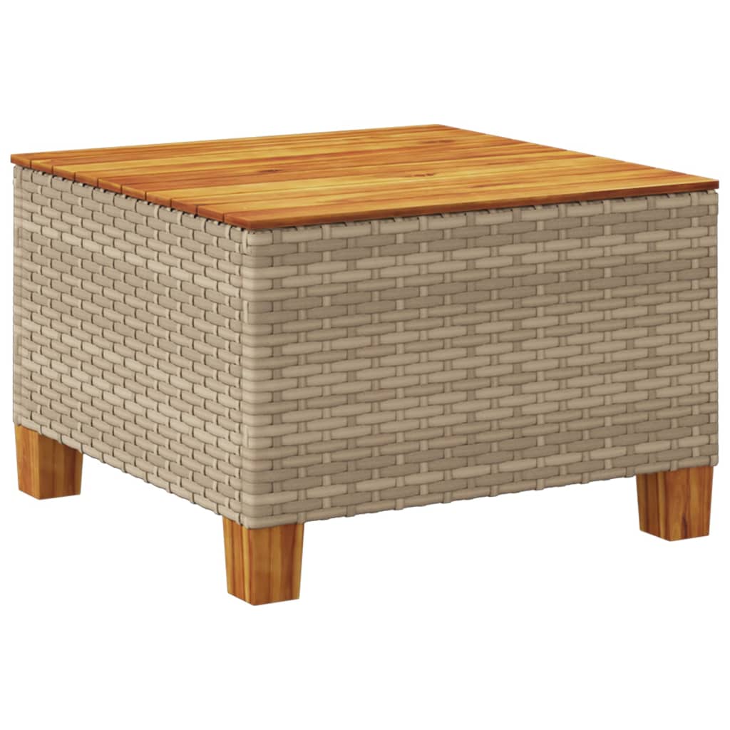 Tavolo da Giardino Beige 55x55x36 cm Polyrattan e Legno Acacia - homemem39