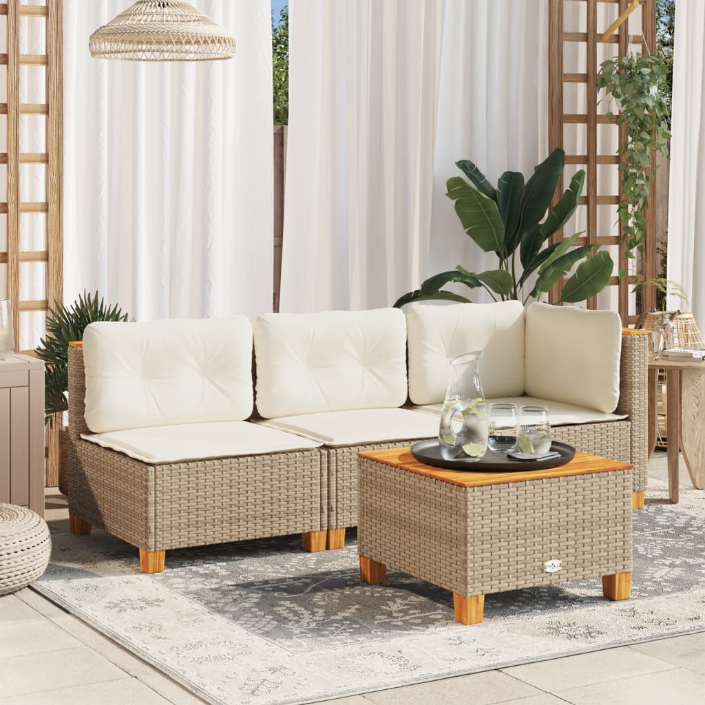 Tavolo da Giardino Beige 55x55x36 cm Polyrattan e Legno Acacia - homemem39