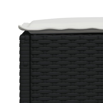 Sgabello Giardino con Cuscino Nero 63,5x56x32 cm in Polyrattan - homemem39