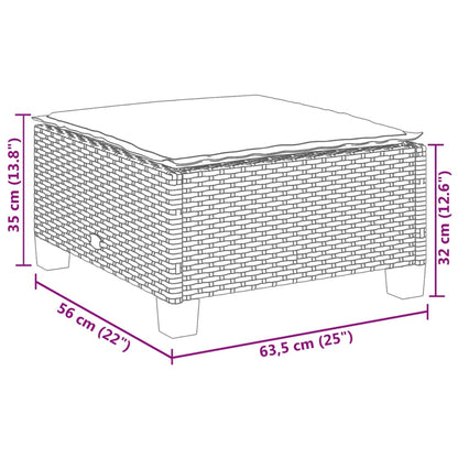 Sgabello Giardino con Cuscino Nero 63,5x56x32 cm in Polyrattan - homemem39