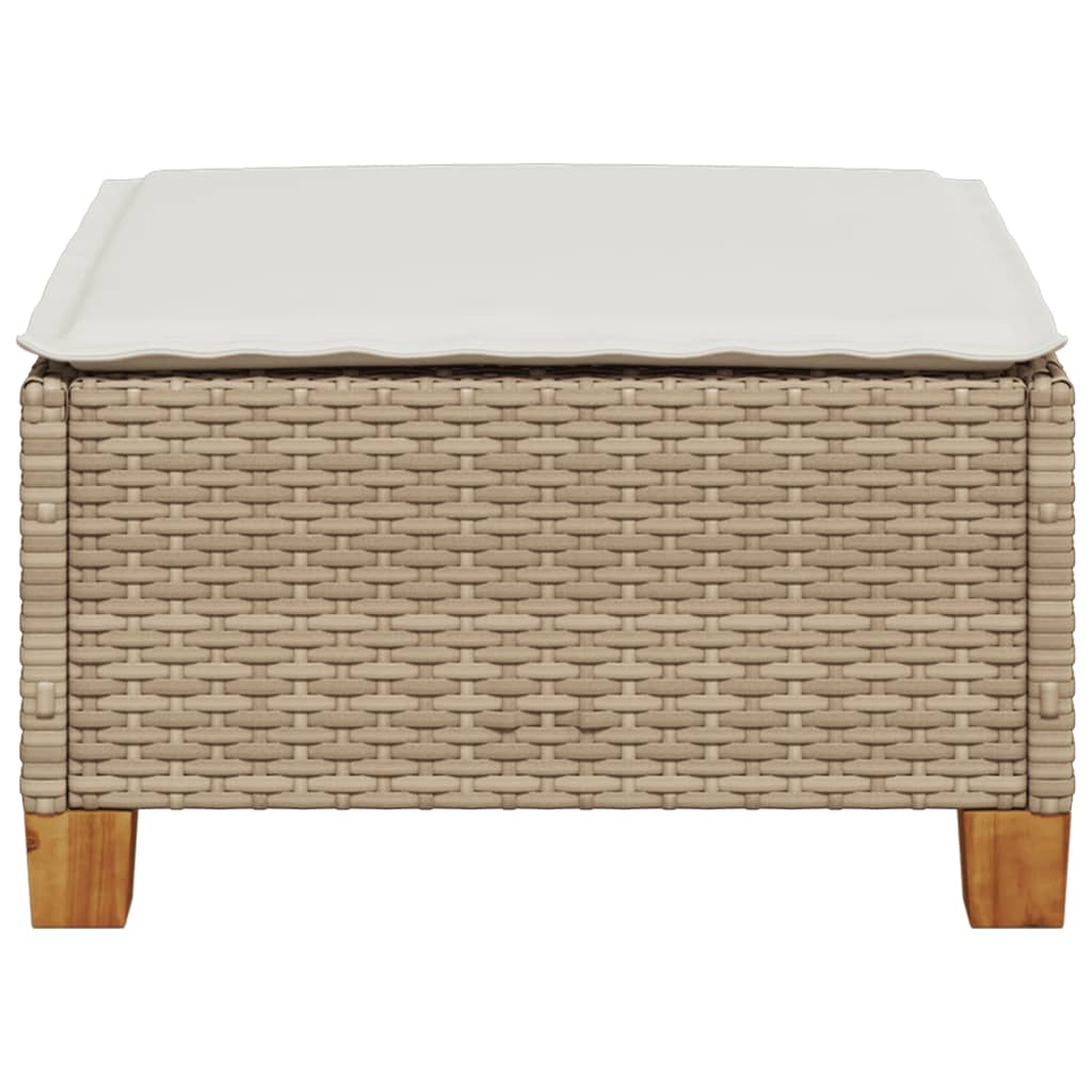 Sgabello Giardino con Cuscino Beige 63,5x56x32 cm in Polyrattan