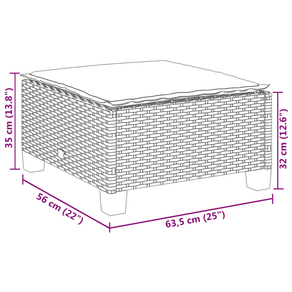 Sgabello Giardino con Cuscino Beige 63,5x56x32 cm in Polyrattan