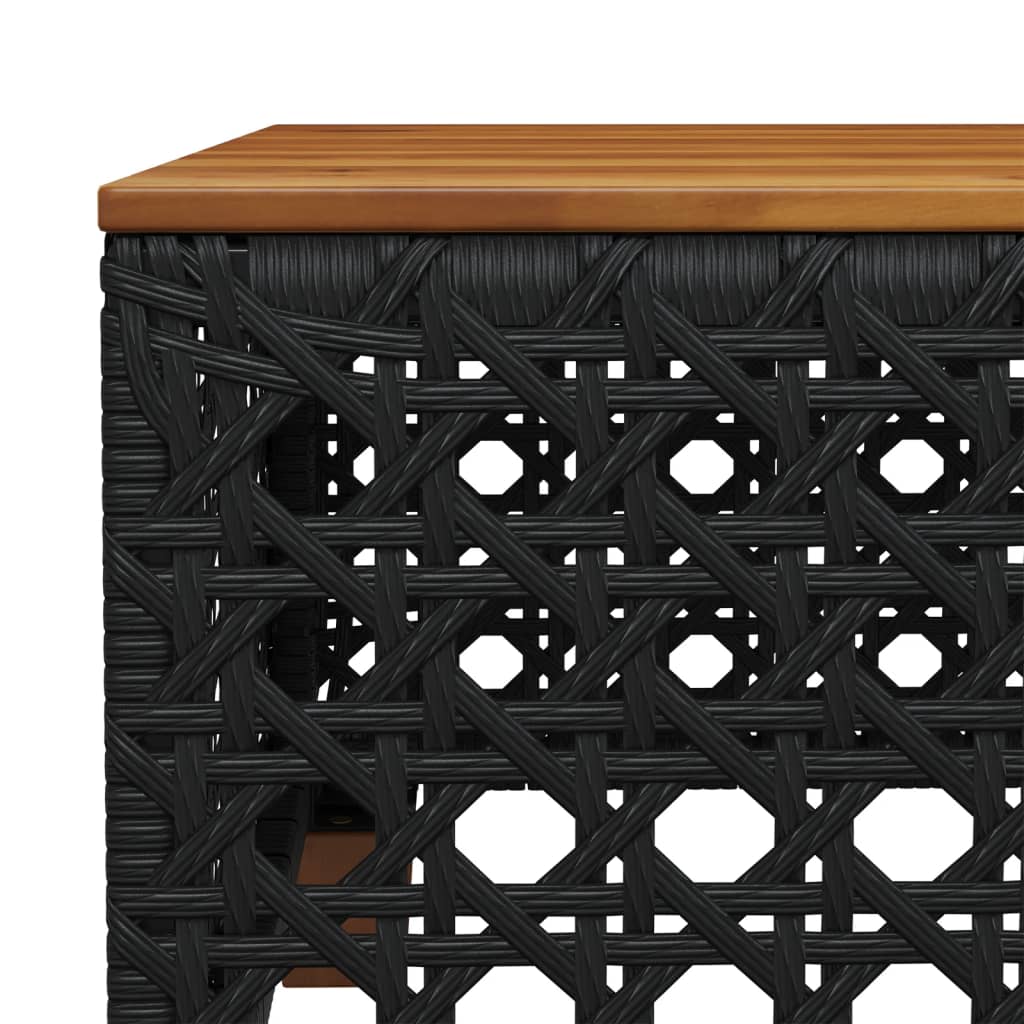 Tavolo da Giardino Nero 55x55x36cm in Polyrattan e Legno Acacia - homemem39