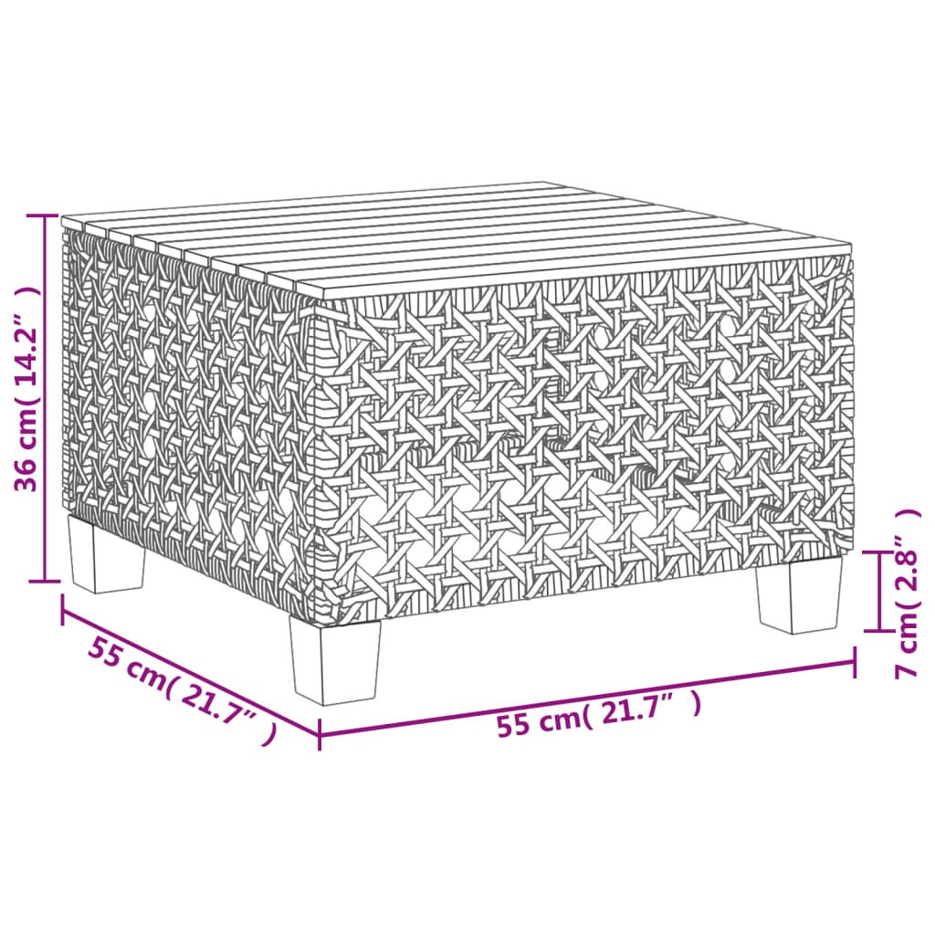 Tavolo da Giardino Nero 55x55x36cm in Polyrattan e Legno Acacia - homemem39