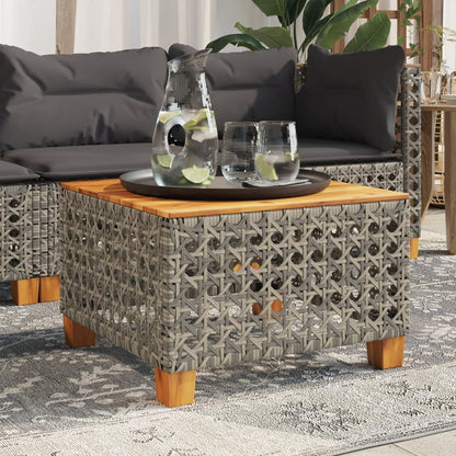 Tavolo da Giardino Grigio 55x55x36 cm Polyrattan e Legno Acacia - homemem39