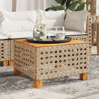 Tavolo da Giardino Beige 55x55x36 cm Polyrattan e Legno Acacia