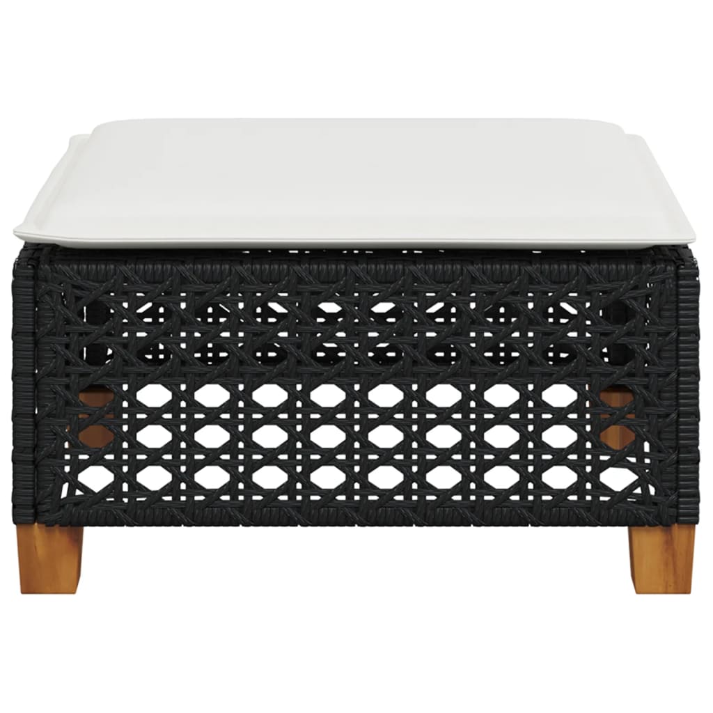 Sgabello Giardino con Cuscino Nero 63,5x56x32 cm in Polyrattan - homemem39