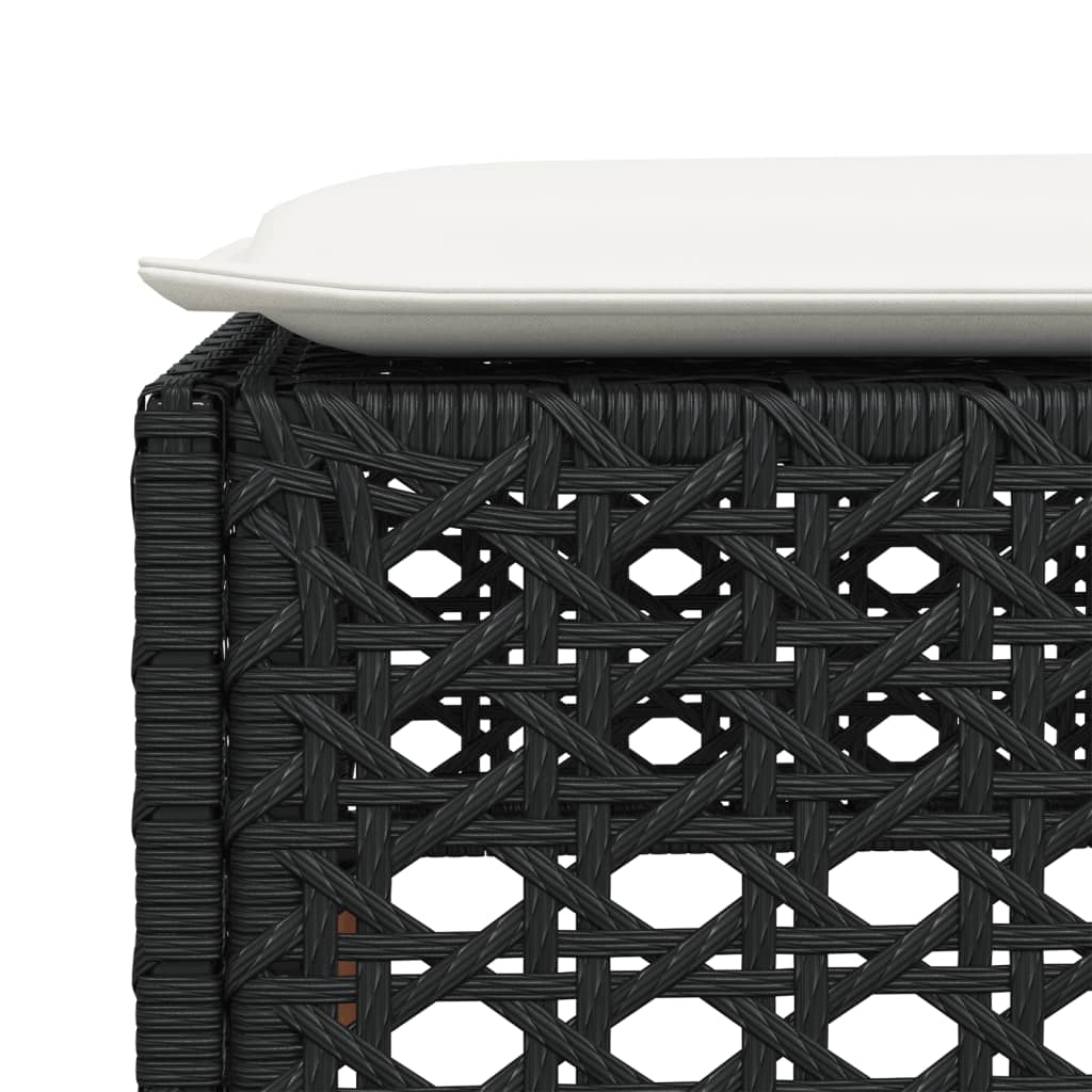 Sgabello Giardino con Cuscino Nero 63,5x56x32 cm in Polyrattan - homemem39