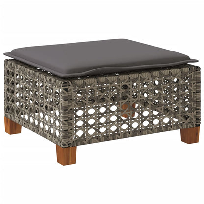 Sgabello Giardino con Cuscino Grigio 63,5x56x32cm in Polyrattan - homemem39