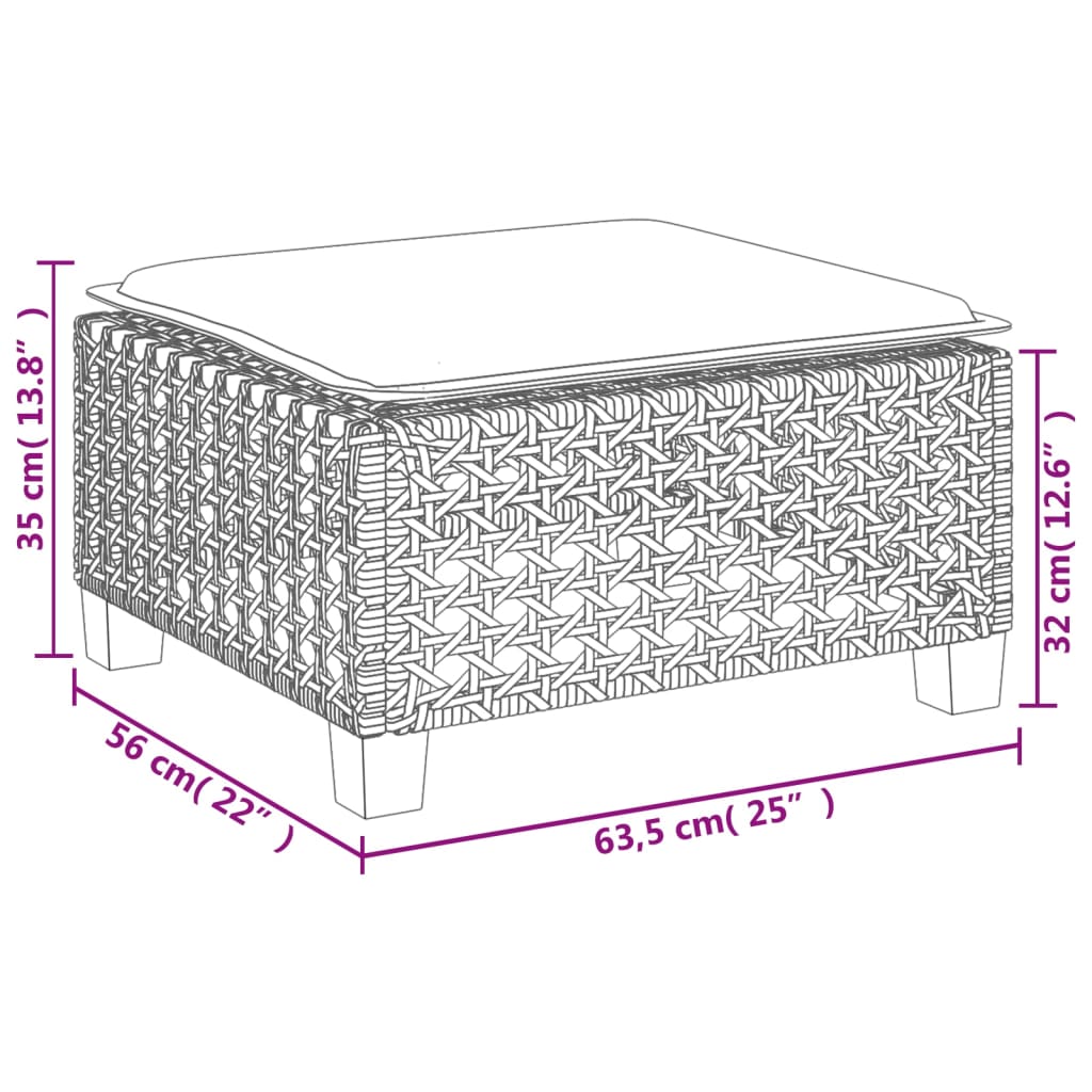 Sgabello Giardino con Cuscino Grigio 63,5x56x32cm in Polyrattan - homemem39