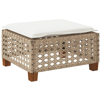 Sgabello Giardino con Cuscino Beige 63,5x56x32 cm in Polyrattan