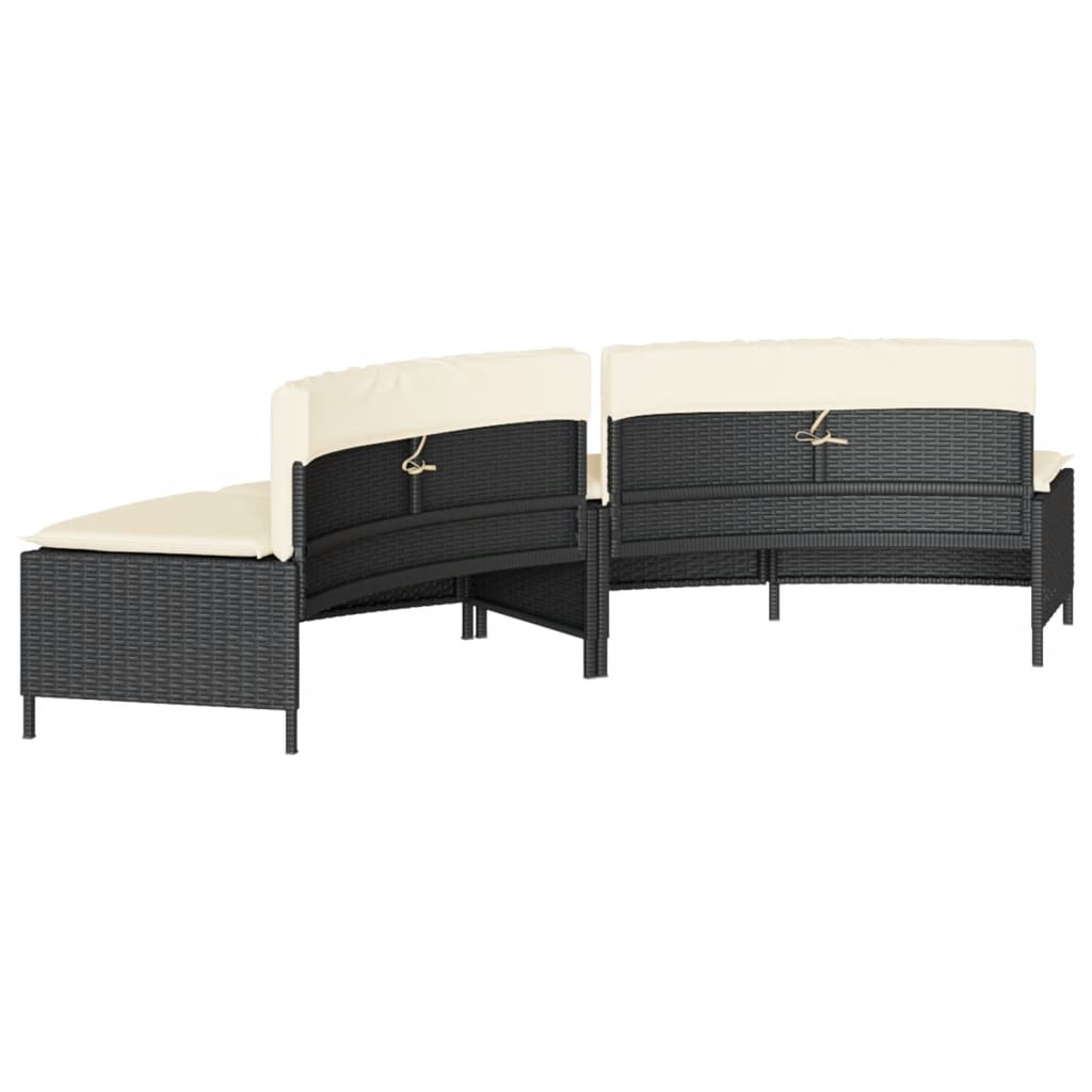 Panche Vasca Idromassaggio con Cuscini 2pz in Polyrattan Nero