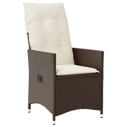 Sedia Reclinabile da Giardino con Cuscini Marrone in Polyrattan - homemem39