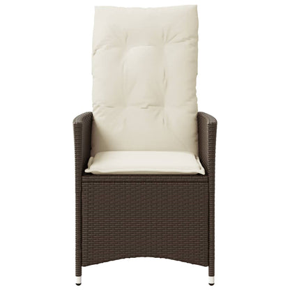 Sedia Reclinabile da Giardino con Cuscini Marrone in Polyrattan - homemem39