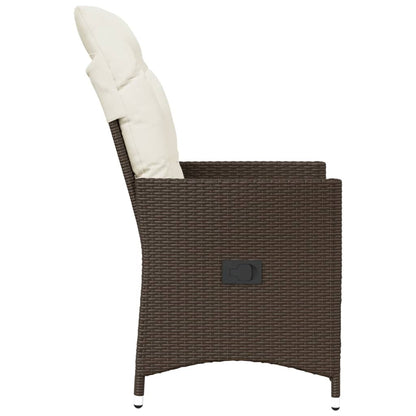 Sedia Reclinabile da Giardino con Cuscini Marrone in Polyrattan - homemem39