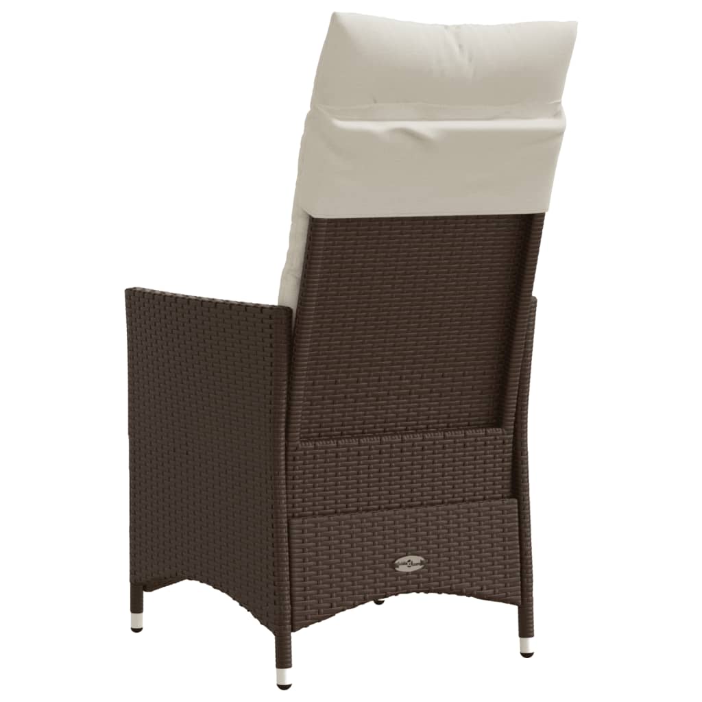 Sedia Reclinabile da Giardino con Cuscini Marrone in Polyrattan - homemem39