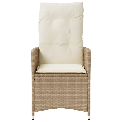 Sedie Reclinabili da Giardino 2pz con Cuscini Beige Polyrattan