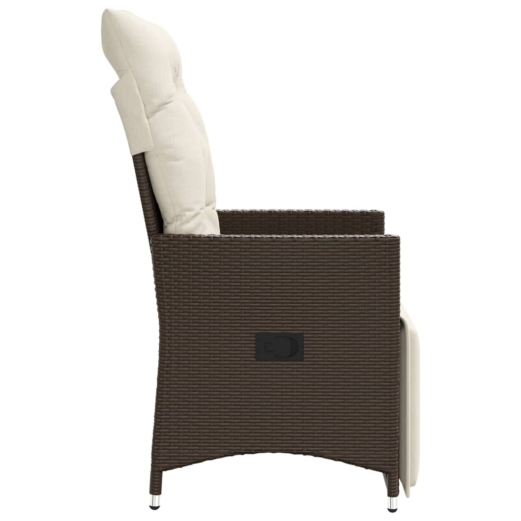 Sedia Reclinabile da Giardino con Cuscini Marrone in Polyrattan - homemem39