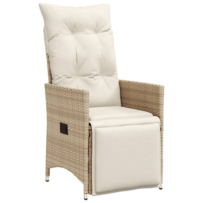 Sedia Reclinabile da Giardino con Cuscini Beige in Polyrattan - homemem39