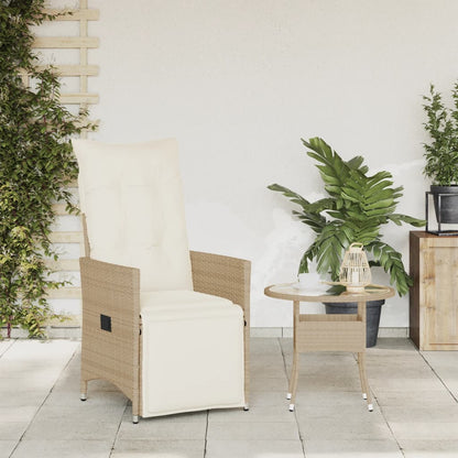 Sedia Reclinabile da Giardino con Cuscini Beige in Polyrattan - homemem39