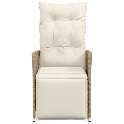 Sedia Reclinabile da Giardino con Cuscini Beige in Polyrattan - homemem39