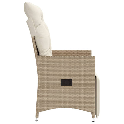 Sedia Reclinabile da Giardino con Cuscini Beige in Polyrattan - homemem39