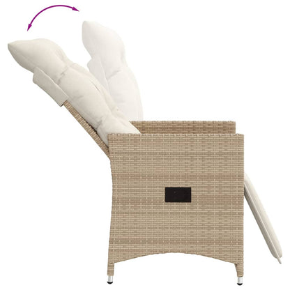 Sedia Reclinabile da Giardino con Cuscini Beige in Polyrattan - homemem39