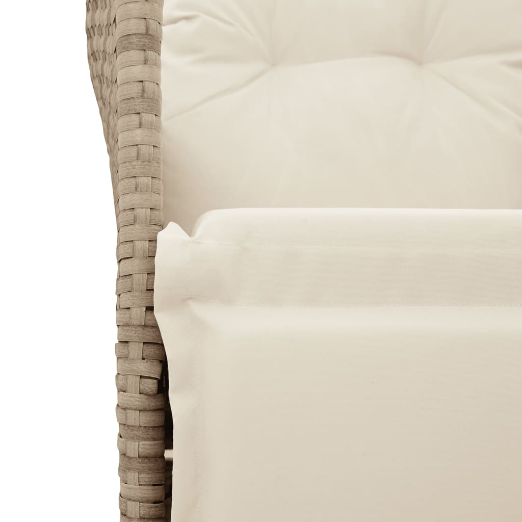 Sedia Reclinabile da Giardino con Cuscini Beige in Polyrattan - homemem39